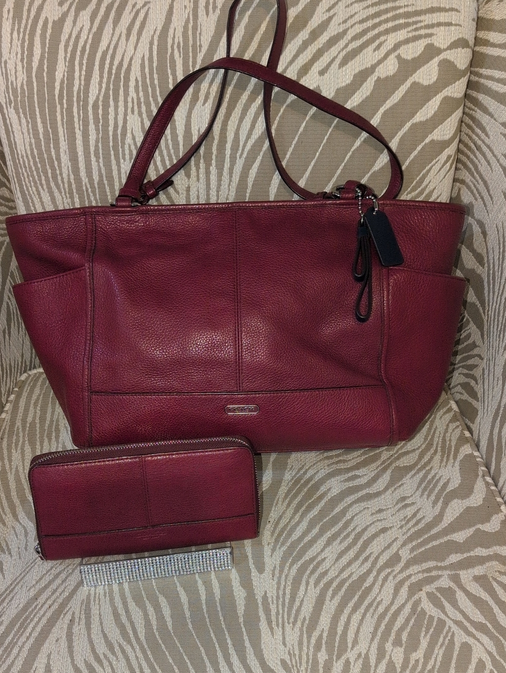 Coach Park Leather Carrie Tote And Matching Wallet! F23284